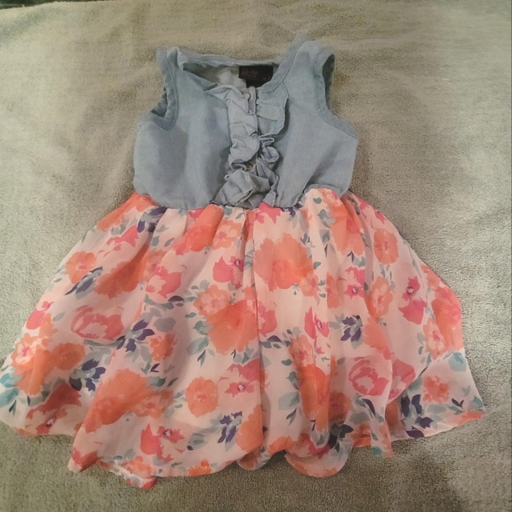 (4/$15) Floral and denim dress, 18 month